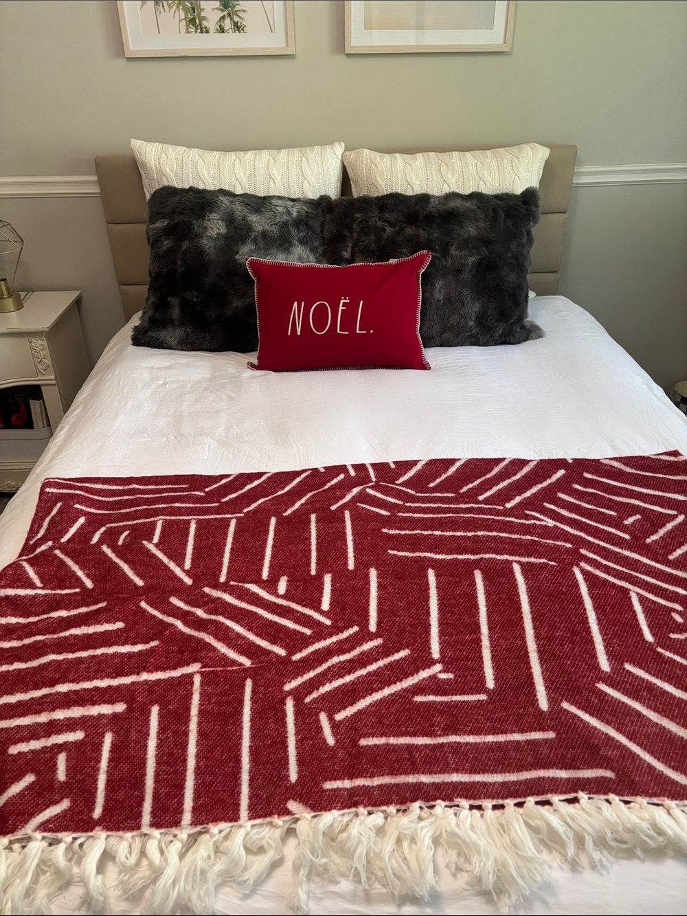 West Elm Graphic Brick Red White Throw Blanket